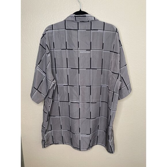 Southpole Mens Gray Checkered Short Sleeve Button-Up Shirt XL polyester collared - Picture 5 of 6